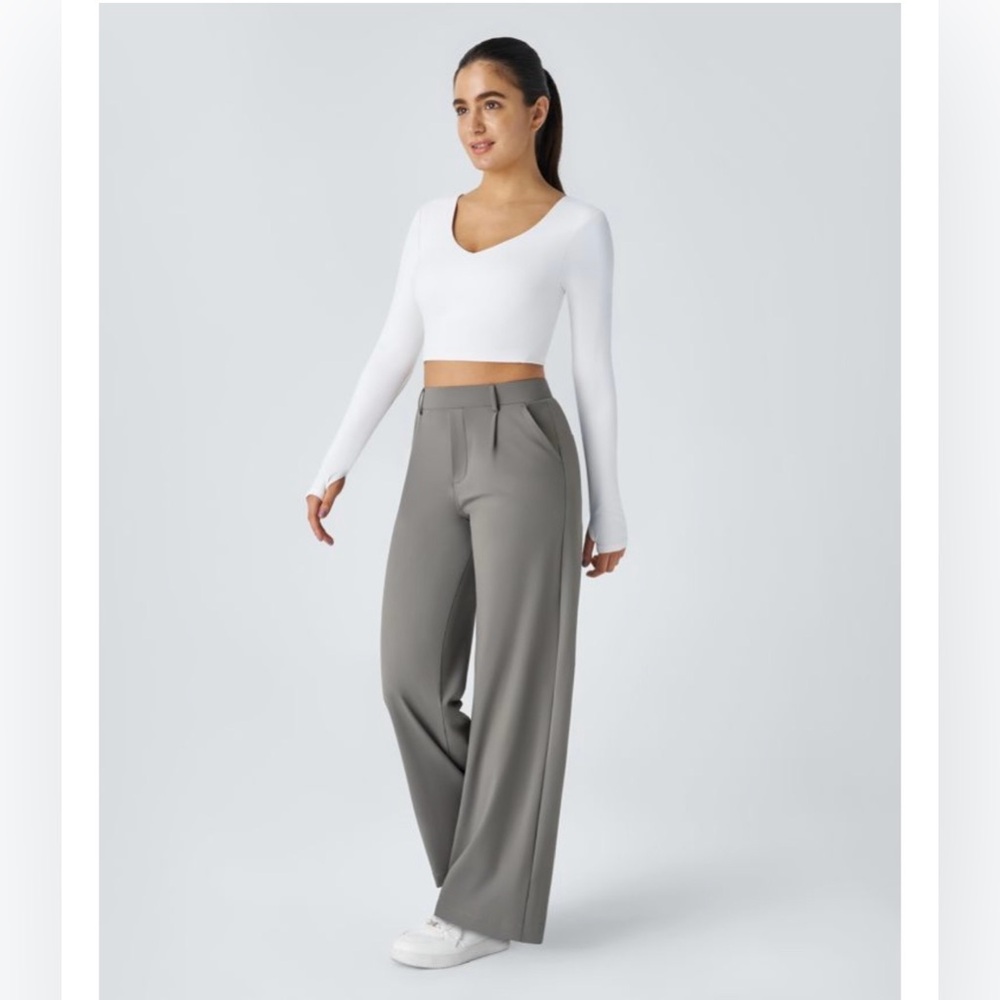 HALARA Wide-Leg High-Waist Pants in Gray